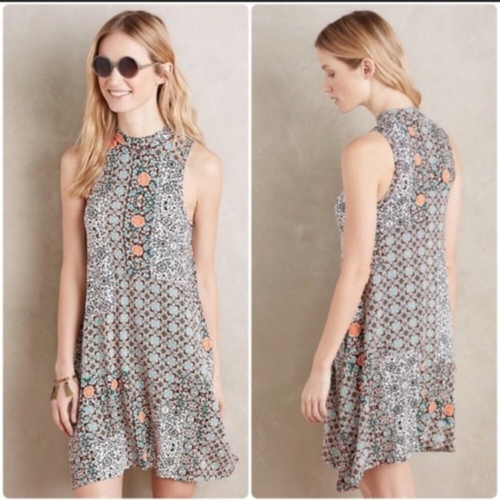 Anthropologie Maeve High Neck Lilt Swing Dress M